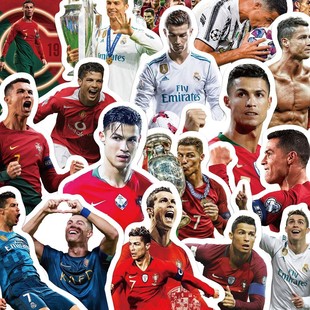 50张足球明星C罗贴纸足球周边贴纸克里斯蒂亚诺·罗纳尔多创意手账素材手机壳笔记本电脑平板装饰防水贴画