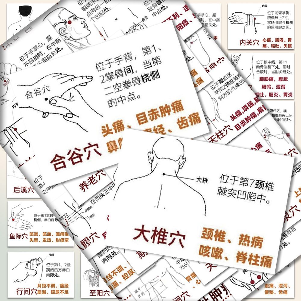 128张穴位调理贴纸中医学大学生知识学习便利贴推拿按摩简约创意贴画自粘贴手机壳笔记本电脑平板装饰防水贴