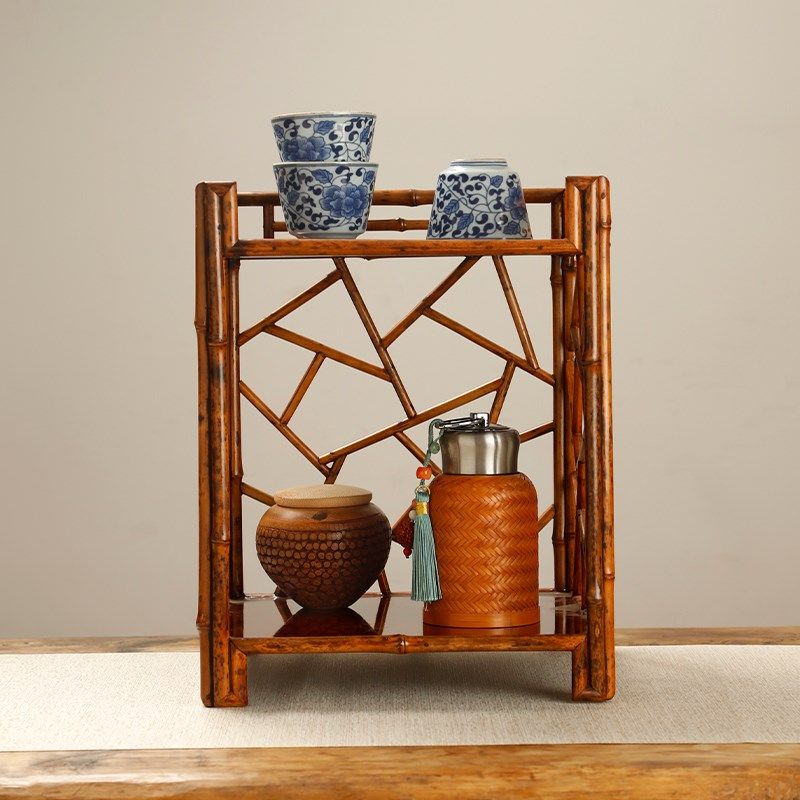 速发梅鹿竹窗格茶棚柜博古架摆件置物架双层收纳架桌面Z茶道茶具,餐饮具,茶道/零配,淘宝优惠券,粉丝福利购,淘宝优惠卷