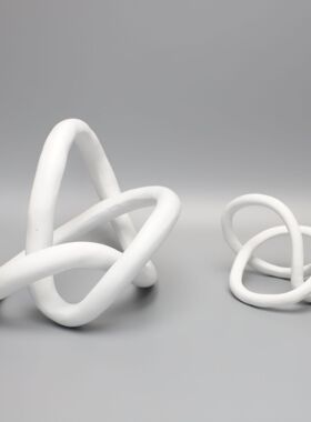 新中式树脂金色白色缠绕摆件样z板房售楼部卧室书房客厅餐厅饰品