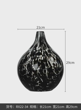黑白西家b居博水墨高档大肚小口玻璃花器家居软装饰品客厅花瓶