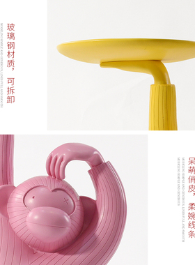 现代简约创意猕猴托盘p落地雕塑艺术品餐厅酒店会所大堂端景台摆