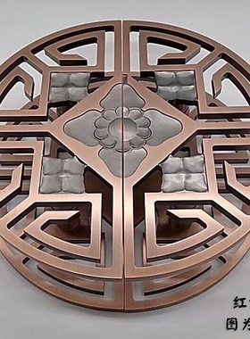 中式仿古b大门拉手古铜玻璃门拉手黑色现代镂空半圆形木门柜门把