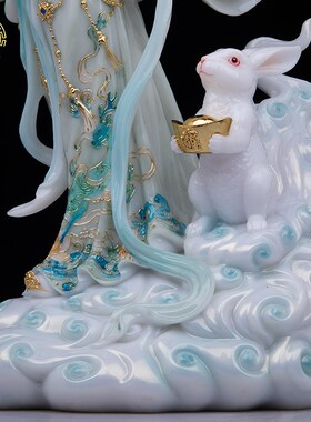 飞天嫦娥神像汉白玉n广寒宫玉兔仙子月亮仙女嫦娥星君平安家居摆