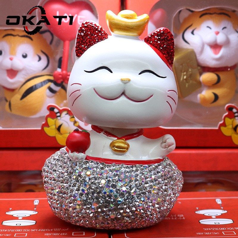 汽车装饰b品创意镶钻摇头树脂招财猫摆件车载招手猫摆件车内饰品,汽车用品/电子/清洗/改装,摆件,淘宝优惠券,粉丝福利购,淘宝优惠卷