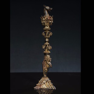 古玩古董收藏纯铜三面马头冥王降魔杵金刚橛家居办W公室装饰摆件