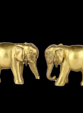 大号全黄铜吸水大象摆q件一x对纯铜珠宝象直鼻弯鼻办公室展架装饰