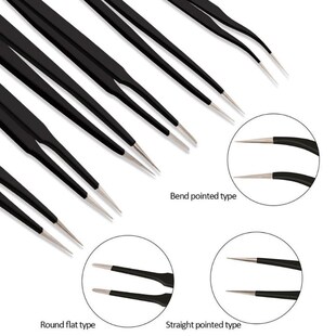 极速9 Pcs Tweezers Set Stainless Steel Anti-StaStic Precisio