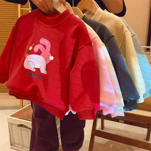 韩版 儿童加绒加厚卫衣2023秋冬新款 洋气卡通时髦女童外套上衣韩版