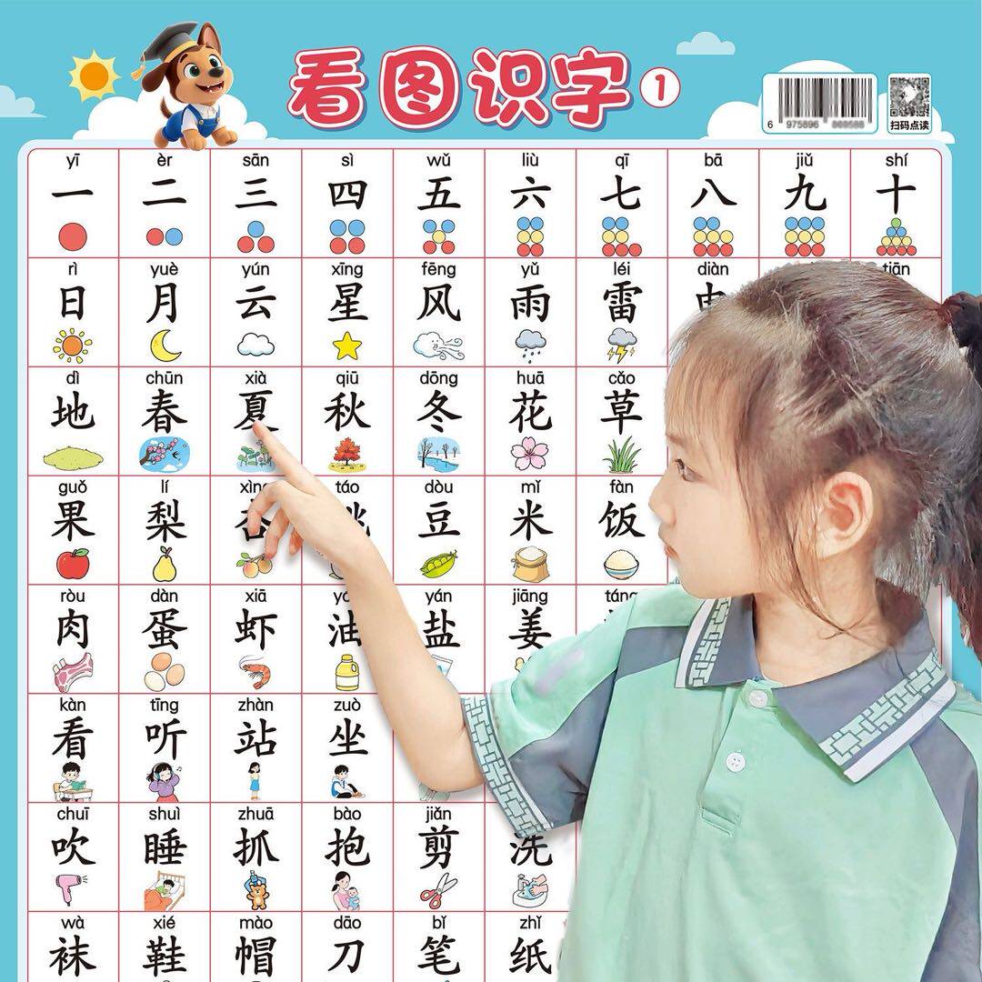 看图识字挂图墙贴幼儿园儿童宝宝启蒙早教认字汉字表学习幼小衔接图文
