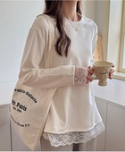 德容加厚蕾丝拼接长袖 甜甜专享 t恤