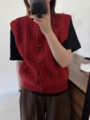 牛角扣麻花针织马甲 甜甜圈专享 搭配叠穿上衣12