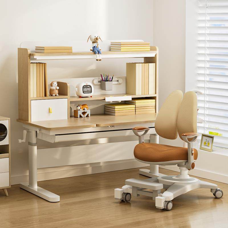 儿童学习桌椅套装实木可升降课桌小学生书桌椅子家用书桌椅