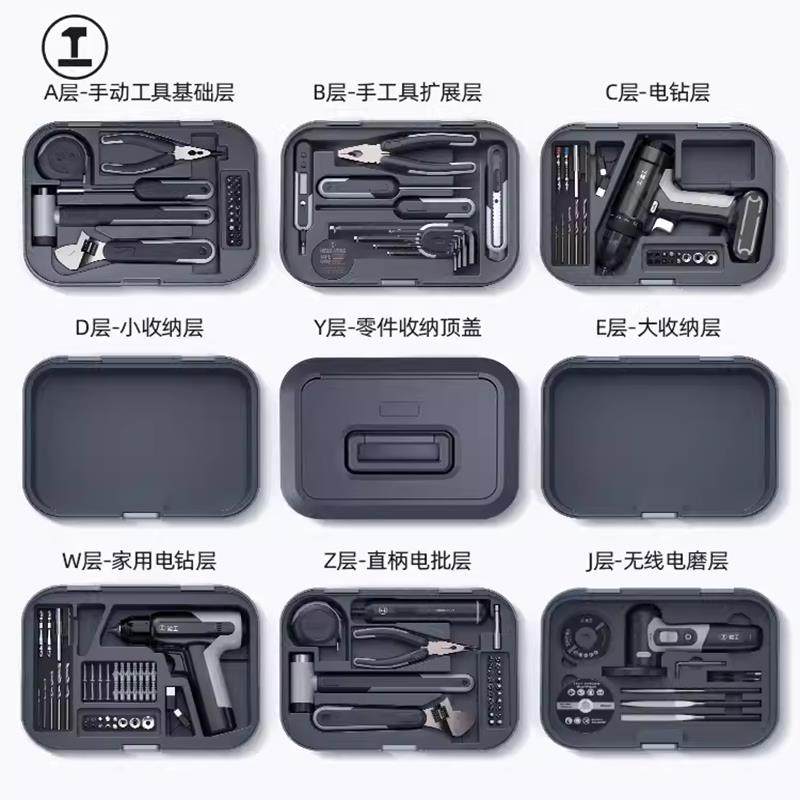【升级加配专用】能工盒子单层分层工具箱手动电动螺丝刀电钻扳手,五金/工具,家用工具组套,淘宝优惠券,粉丝福利购,淘宝优惠卷