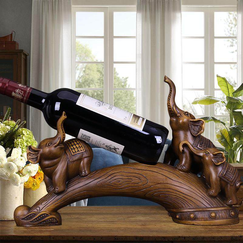 创意红酒架摆件酒柜电视柜展示架装饰品三祇小象家居摆设结婚礼物
