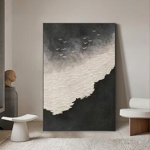 饰画卧室餐厅挂画高级感 现代轻奢极简侘寂风客厅沙发背景墙玄关装