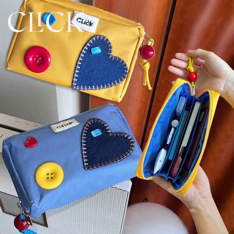 click钮扣爱心旅行分隔收纳包数码电源线 线文具杂物收纳包中包可