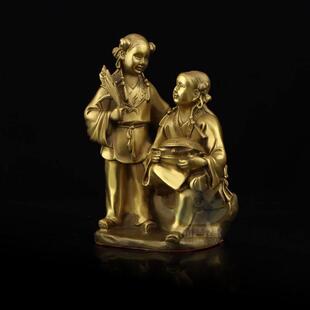 纯铜和合二圣摆件新婚卧室婚房装饰品夫妻结婚礼物婚庆婚礼工艺品