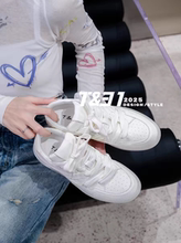 T31 女鞋2025春新款欧货真皮圆头系带小白鞋时尚休闲百搭板鞋