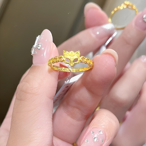 金包银工艺专柜同款定制狐狸面具八方来财镂空戒指女朋友节日礼物