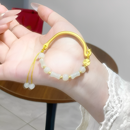 金包银工艺专柜同款定制新中式超百搭四叶草半镯送女朋友节日礼物