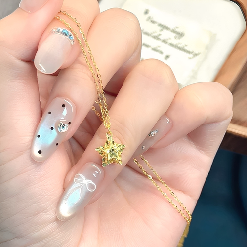 金包银工艺专柜同款定制爆闪立体五角幸运星吊坠送女朋友节日礼物