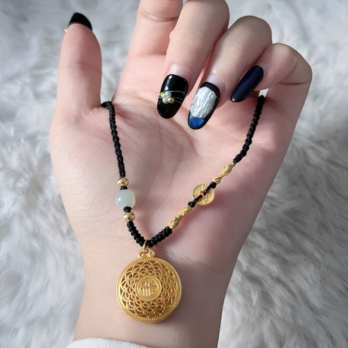 金包银工艺专柜同款定制福运满满福字罗盘转运吊坠送女友节日礼物