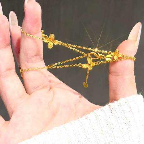 金包银工艺专柜同款定制新中式精致浪漫蝴蝶结手链送女友节日礼物