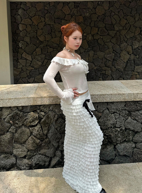 QDD STUDIO/微胖天丝羊毛上衣千层弹力蛋糕裙生日约会千金风套装