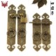 新中式 大门栓挂锁门闩实木仿古代锁 纯铜搭扣花格窗扇门铜拉手老式