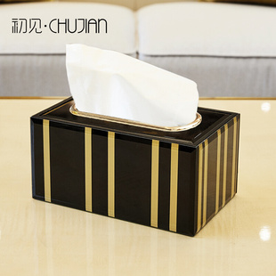 欧式 饰品 木质纸巾盒茶几电视柜家用现代简约创意客厅餐桌家居软装