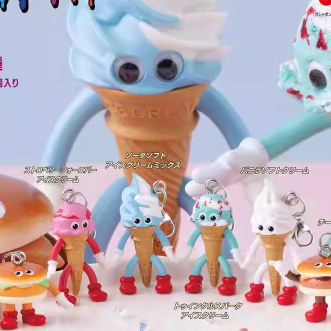 【童心】预订扭蛋  迷你FLAVORS冰淇淋雪糕人 汉堡人挂件 - 实物图