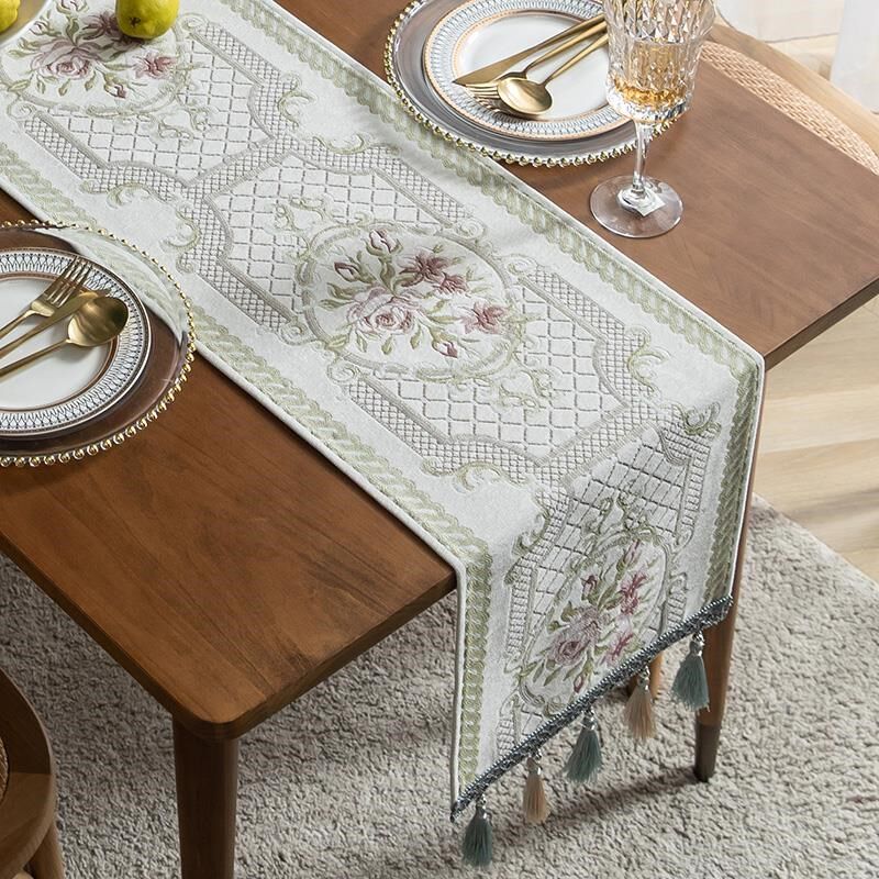 桌旗中式新中式i简约现代餐桌茶几茶席喜庆红长条桌布装饰刺绣