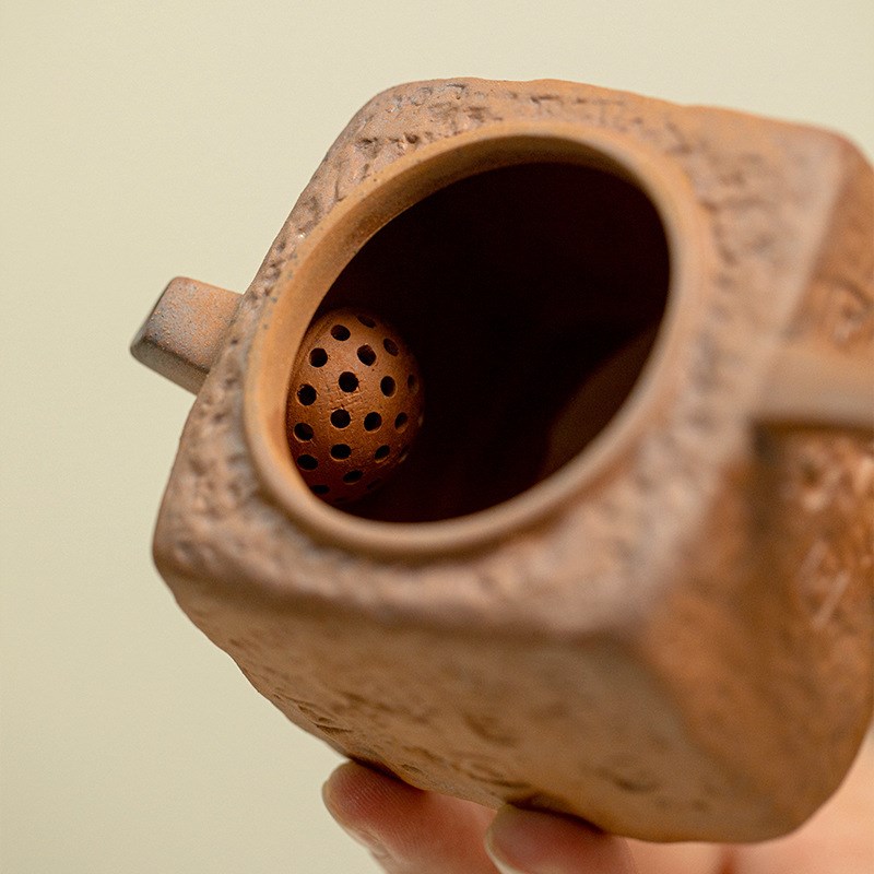老岩泥茶壶复古粗l陶敦煌泡茶器球孔过滤家用功夫茶具陶瓷小壶