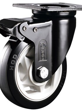 极速厚德脚轮3寸至6寸万向带刹车轴承工业聚氨O酯PU轮推车转向轮