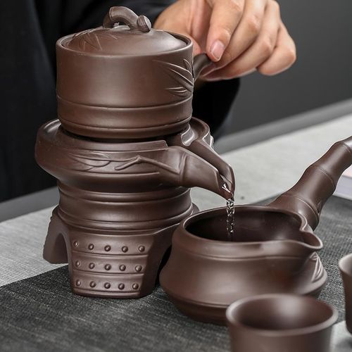 隐茶缘紫砂懒f人功夫茶具套装家用简约半自动石磨泡茶神器茶道配