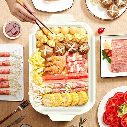 BERTaANI贝塔尼多功能料理锅家用电火锅烤肉蒸煮煎炒可拆卸一体锅