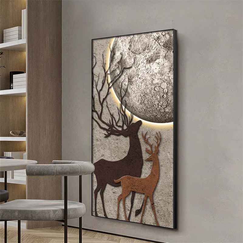 网红大鹿气感客户厅装麋沙画景发背墙挂画新款饰高级X入玄关落地,家居饰品,现代装饰画,淘宝优惠券,粉丝福利购,淘宝优惠卷