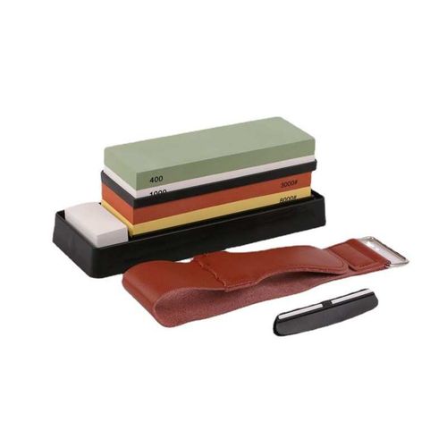 快双面白现货g底座带磨刀石磨刀 双磨石套装油石厨房塑料刚玉