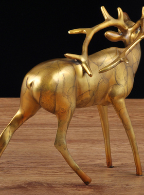 美式全铜鹿摆件招财工艺品客厅电视柜摆设K酒店前台样板房软装饰