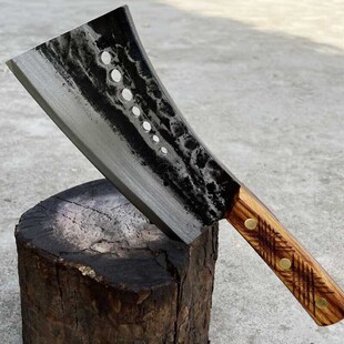 楚家刀七星砍骨刀手工锻打v斩骨炮弹钢用加厚加重屠夫杀猪剁骨刀