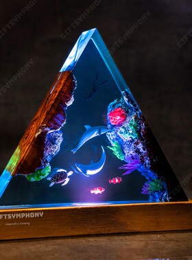 热卖海豚家族环氧树脂灯海z洋生物手工海洋装饰生日礼物