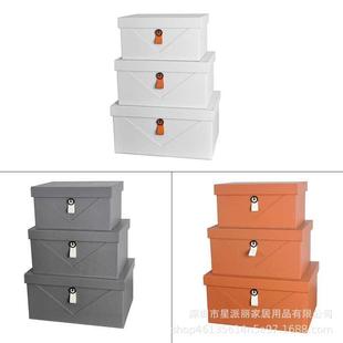 簡約皮扣灰色皮革收納盒樣板房衣帽間家具展廳陳設(shè)室內(nèi)軟裝 收納箱
