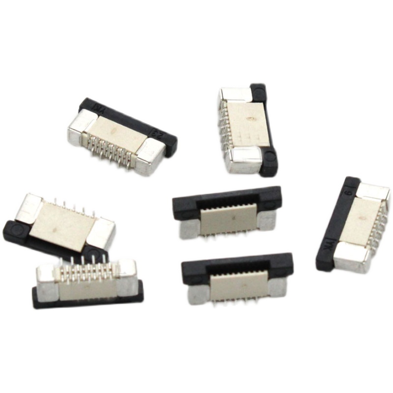 FFC软排线插座FPC连接器0.5/1.B0MM立贴带锁交叉错位4-30P立式贴