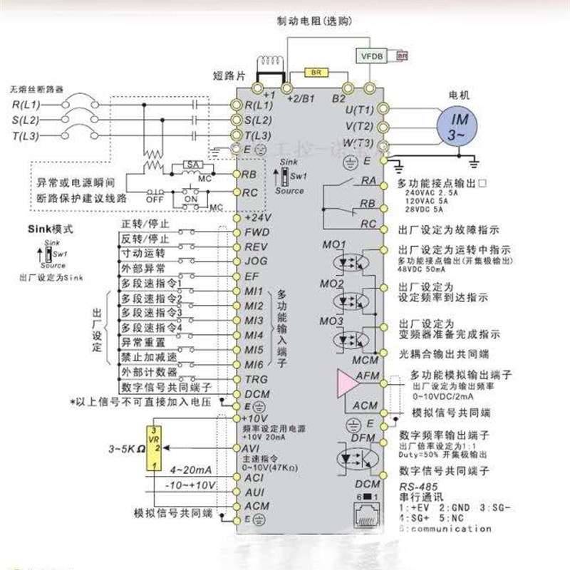台达变频器VFD-B系列VFD015B43A VFD022B43B 075B 055B 110B 150B