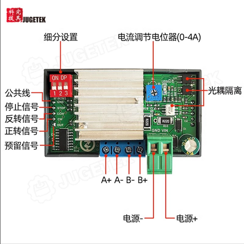 SMC02 驱动一体42 57步进马达正反转控制驱动器角度PLC 串口通信