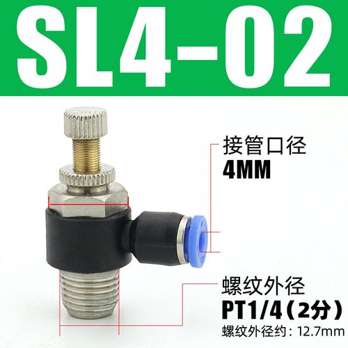 JSC气动SL4-M5节流阀SL8-02气缸调速调节阀SL6-01-03气管快速接头