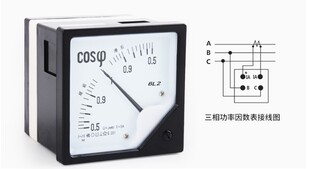 正品 指针式交流三相功率因素表6L2-COS 380V 5A 因素表80*80mm