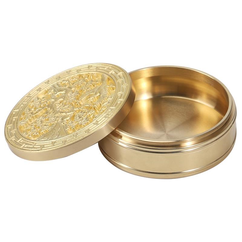 黄铜精雕墨盒 文房四宝创意墨墨盒书法砚P笔墨纸台砚古仿新墨