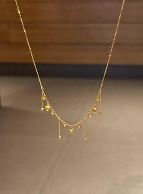 韩系爆闪简约金色爱心流苏项链